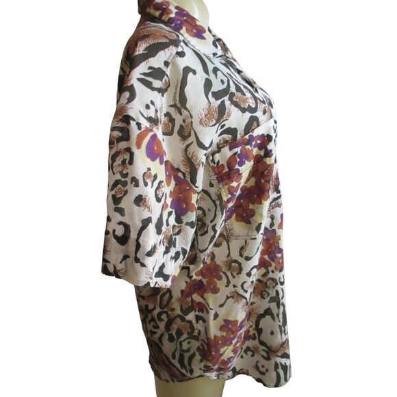 Vintage Women's Hawaiian Top Medium 1970's Wild Print Buttery Thin Judy Bond Med - Picture 3 of 6